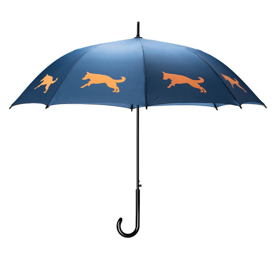 San Francisco Umbrella Company Navy with Orange German Shepherd Umbrella