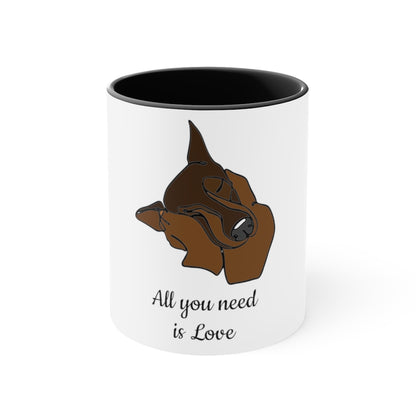 Printify All you need is Love Dog in Hands Mug